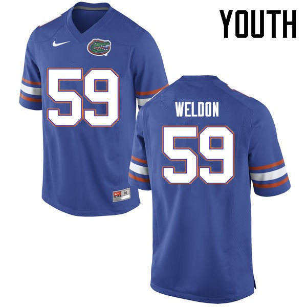 Florida Gators Youth #59 Danny Weldon College Football Jersey Blue